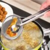 Stainless Steel Frying Strainer Tongs | Oil Draining Food Clip & Skimmer