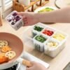 6 Grid Kitchen Storage Container with Lid | Vegetable & Spice Organizer Box