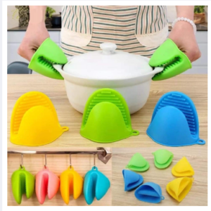 Silicone Heat Resistant Pot Holder Clips | Anti-Scald Kitchen Grip Mitts (2 Pcs)