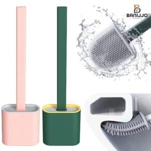 Silicone Toilet Brush with Holder | Wall Mounted Bathroom Cleaning Brush