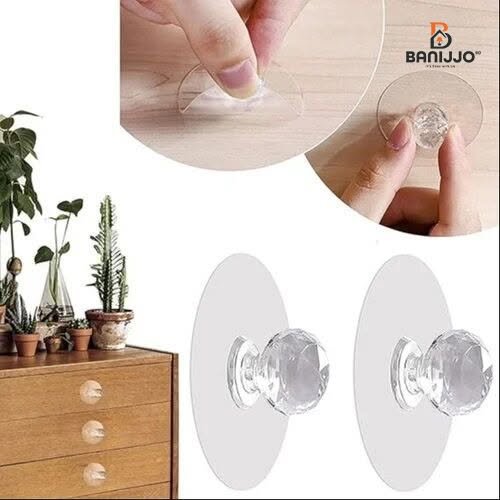 Diamond Crystal Self-Adhesive Hook | Transparent Waterproof Wall Hanger (1 Pc)