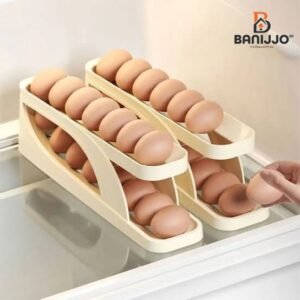 Automatic Rolling Egg Storage Rack Holder | Large Capacity Refrigerator Egg Organizer