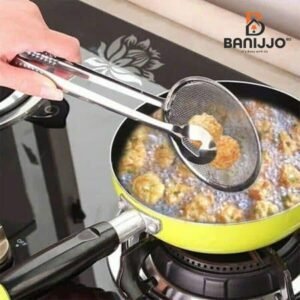 Stainless Steel Frying Strainer Tongs | Oil Draining Food Clip & Skimmer