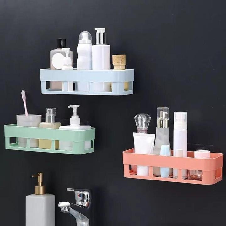 Wall Mounted Bathroom Storage Rack | Adhesive Multipurpose Organizer Shelf - Image 2