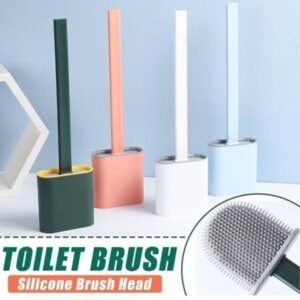 Silicone Toilet Brush with Holder | Wall Mounted Bathroom Cleaning Brush