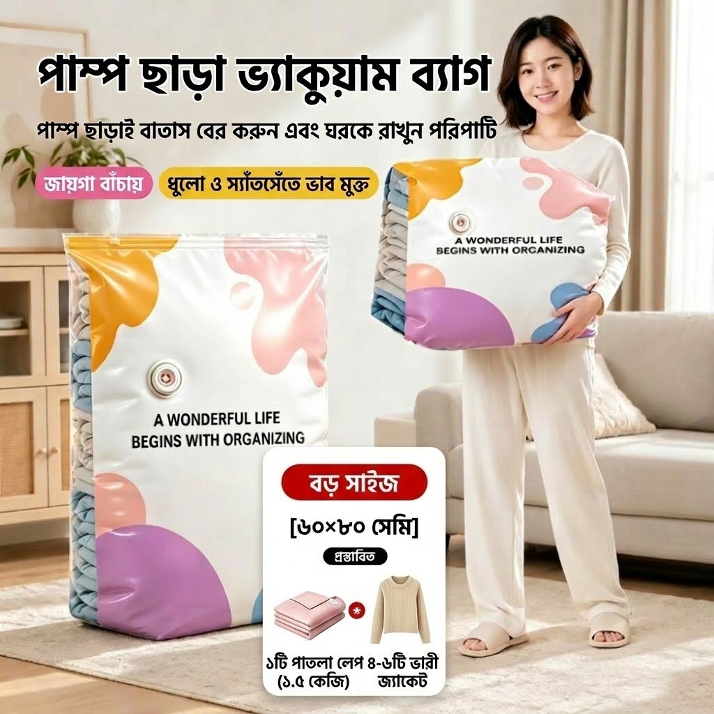 ভ্যাকুয়াম ব্যাগ (৮০×১০০সেমি)